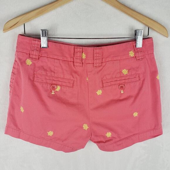 J. Crew Shorts Size 2 City Fit Peach Pineapple Allover Embroidered Classic Twill - Picture 2 of 7